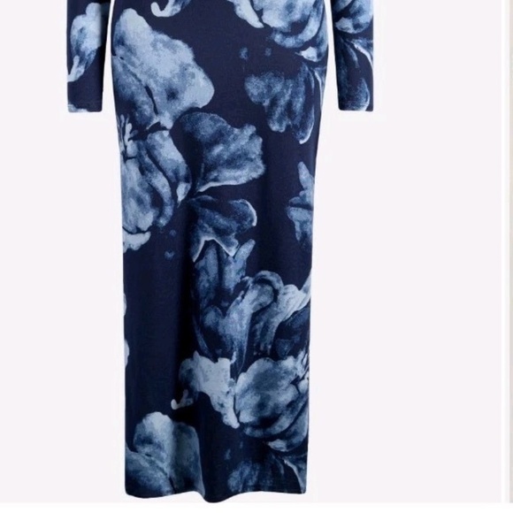 Unworn Reformation Tommie Long Sleeve Floral Stretch Maxi Dress in Navy - Picture 5 of 9